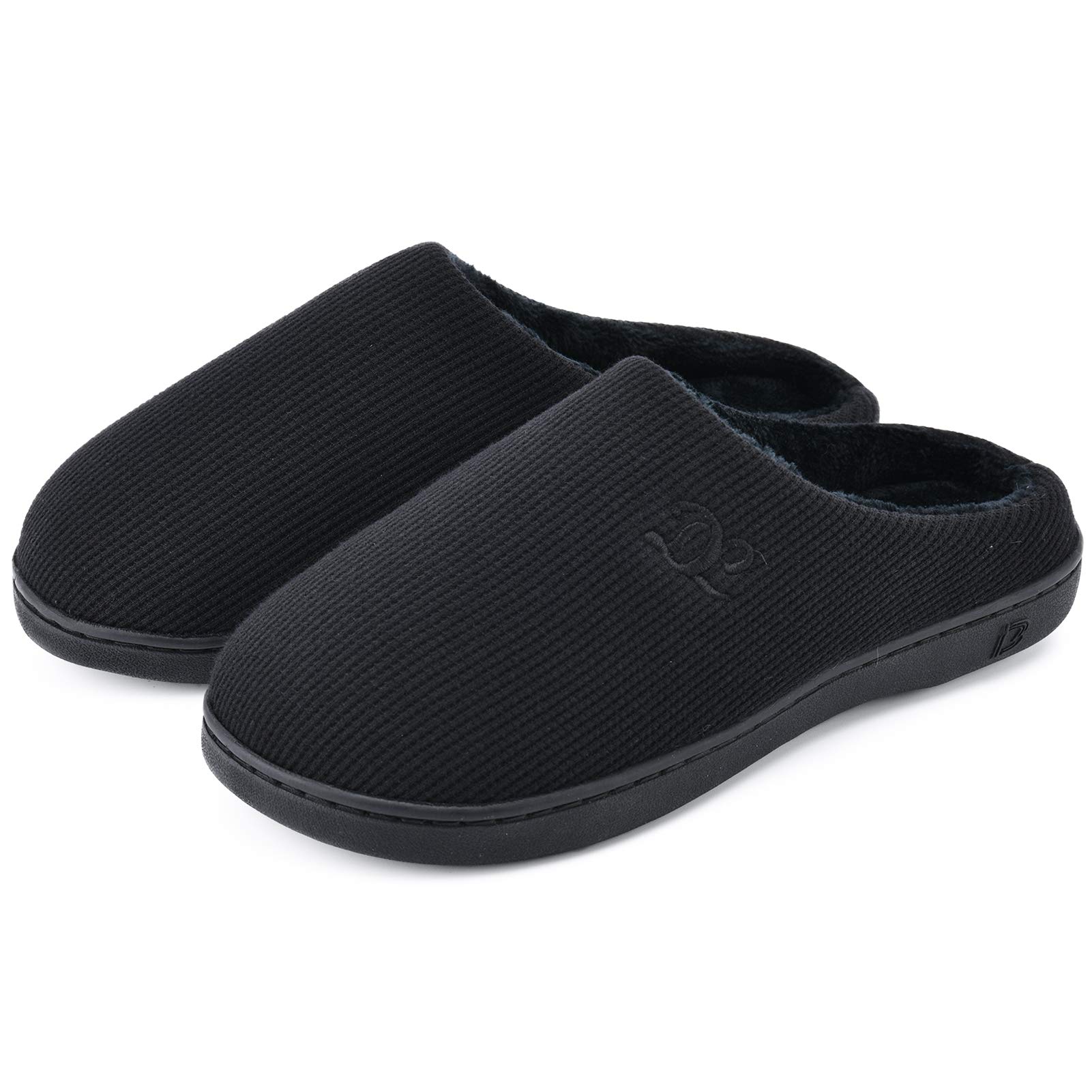 Photo 1 of DL Womens Memory Foam Slippers, Cozy Slip on House Slippers for Women Indoor Outdoor, Comfy Women's Bedroom Slippers Warm Soft Flannel Lining Home Slippers Size 9-10 Black
