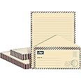 200 Sheets Vintage Aviation Letter Writing Paper Airmail Stationery Paper and Envelopes Set Includes 100 Sheets Letter Writing Paper 11 x 8.5 Inches and 100 Sheets Envelope 9.5 x 4.13 Inch for Letter
