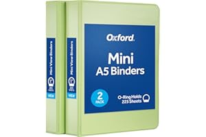 Oxford Mini View Binders, 1" Round Rings, Small Binders for School or Office, Holds A5 Size Paper, 2 Clear Pockets, PVC-Free,