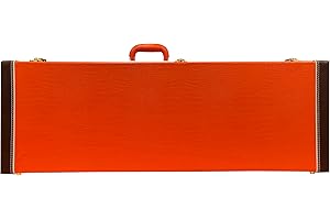 Lykos 39" Upgraded High Grade Electric Guitar Square Hard Case Tweed Fits Fender Stratocaster/Telecaster and other Standard Electric Guitars Hard Shell Protective Carrying Case (Orange)