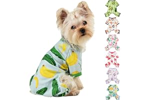 KOSIYI Dog Clothes Dog Pajamas for Small Dogs Girl Boy Puppy Pjs Jammies 4 Leg Dog Clothes for Chihuahua Yorkie Summer Onesies Jumpsuit Clothing for Pet Dogs Male Female, Medium, Banana