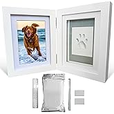 Green Pollywog | Paw Print Pet Keepsake Hinge Photo Frame + Clay Print Kit | Tabletop Photo Frame + Extra-Large Air-Dry Clay Imprint Kit | 4” x 6” Picture Openings