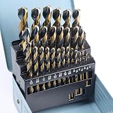CaRoller 29Pcs Drill Bit Set,135 Degree Tip High Speed Steel | with Black and Gold Finish, Stainless Steel,Plastic and Wood with Metal Indexed Storage Case 1/16"-1/2"(29pcs Black and Gold)