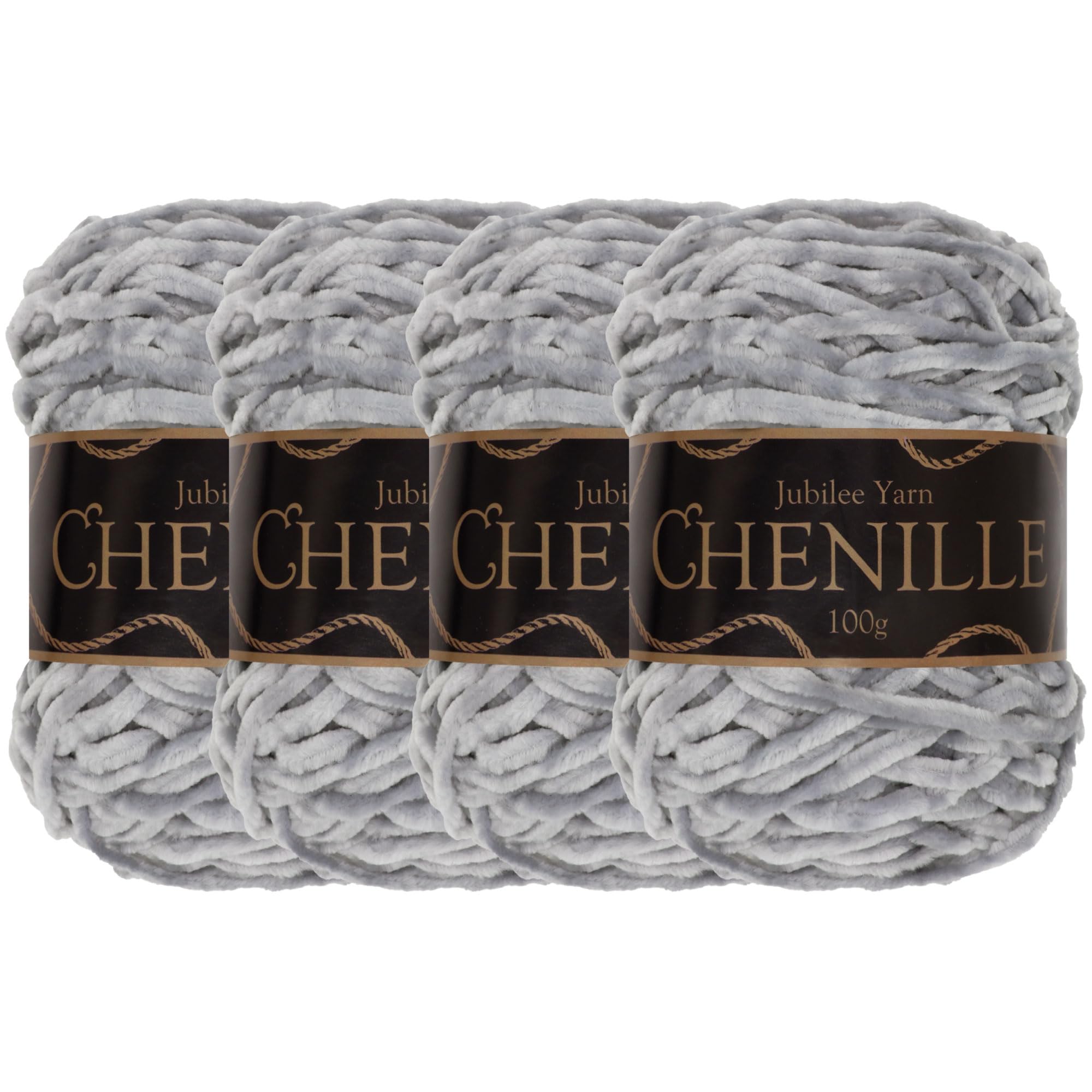 JubileeYarn Chenille Yarn - Worsted Weight - 100g/cake - Mother of Pearl - 4 Cakes