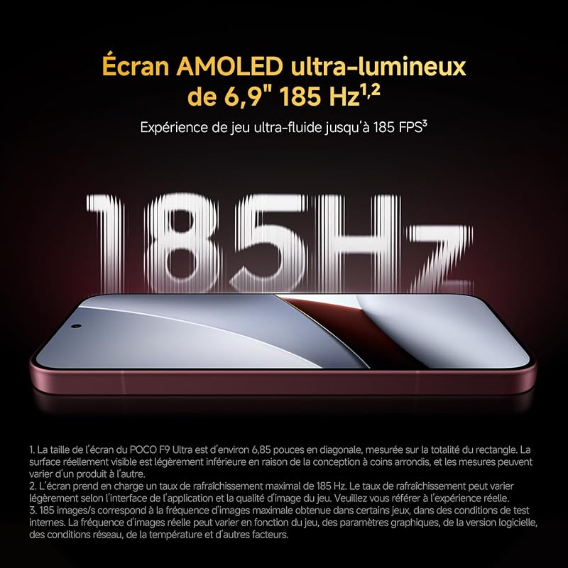 POCO F9 Ultra, Smartphone 12+256 Go, Rouge, Batterie 8050 mAh, Charge 100 W