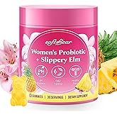 softbear Womens Probiotic Slippery Elm Gummies, Feminine Vaginal Probiotics Pineapple Gummies for Women pH Balance & Flora Health, Vegan/Sugar-Free/Non-GMO, 60 Count