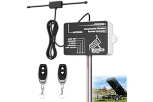 Katywixu Upgraded Wireless Dump Trailer Remote Controller, Fit for 3-Wire/4-Wire 12V Hydraulic Dump Trailer, Maximum Operating Range 100ft, with 2 Wireless Remote Controls