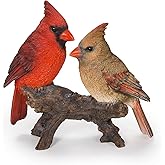 Hi-Line Gift Cardinal Couple on Stump Garden Statue, Multicolor