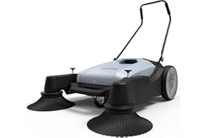 Dapper Supply Walk-Behind Outdoor Hand Push Floor Sweeper - 10.5 Gallon Capacity - 36" Sweeping Width - Sweeps up to 39,500 ft² / Hour, Grey
