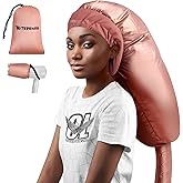TEPENAR Hair Dryer Bonnet Attachment: Upgraded Extra Large Hooded Dryer Adjustable Hair Dryer Caps - Easy to Use for Natural Curly Textured Hair Care Styling Fast Drying - Rose Gold