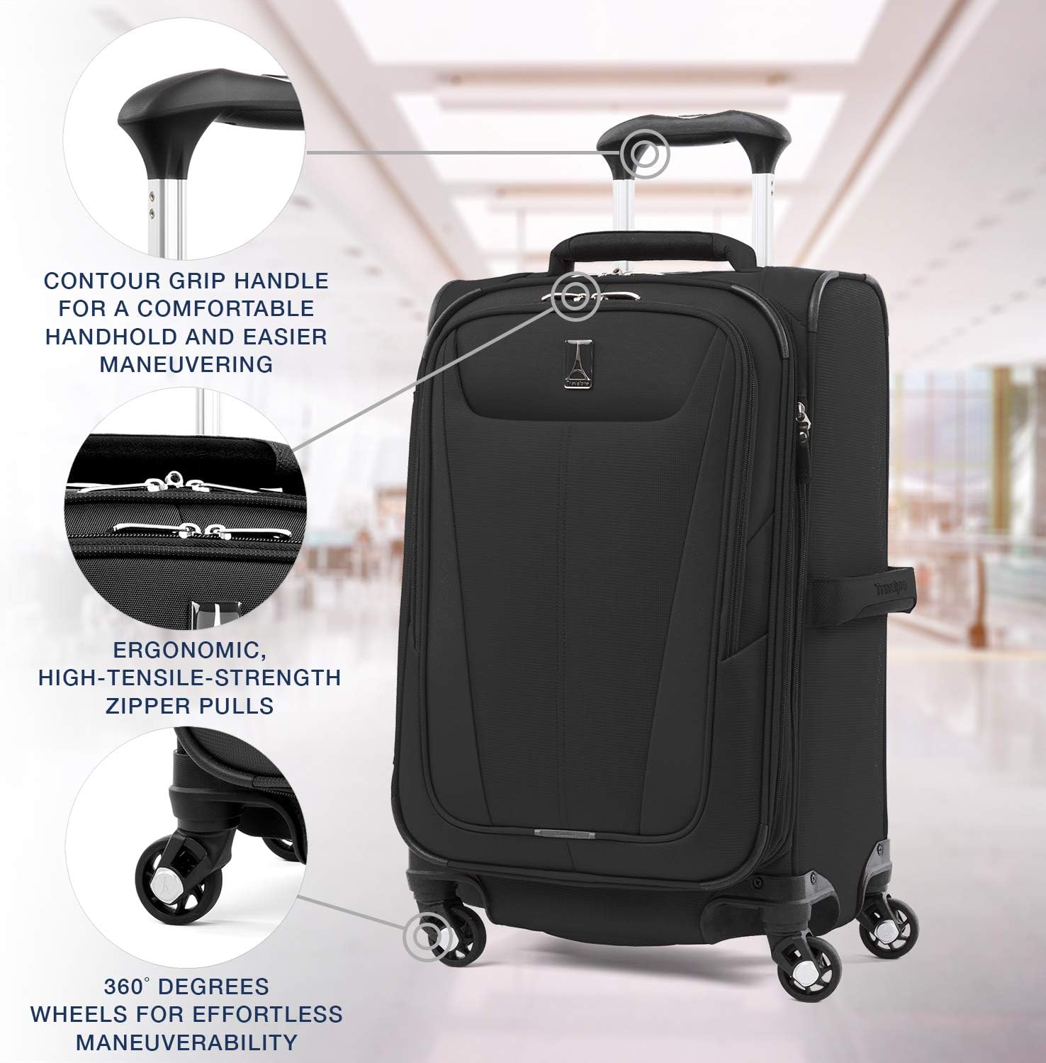  | Travelpro Maxlite 5-Softside Expandable Spinner Wheel Luggage, Black, Carry-On 21-Inch | Carry-Ons