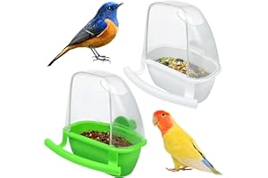 NOBGUM 2Pcs Birds Water Dispenser, Bird Water Feeder for Cage, Parrot Feeder Hanging Bird Food Bowl, Bird Seed Food Container Cage Accessories for Parakeet Budgies Lovebirds