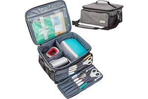 HOMEST Carrying Case for Cricut Joy and Cricut Easy Press Mini, Portable Tote Storage Organizer Bag with Handle for Pens and Craft Tool Set, Grey