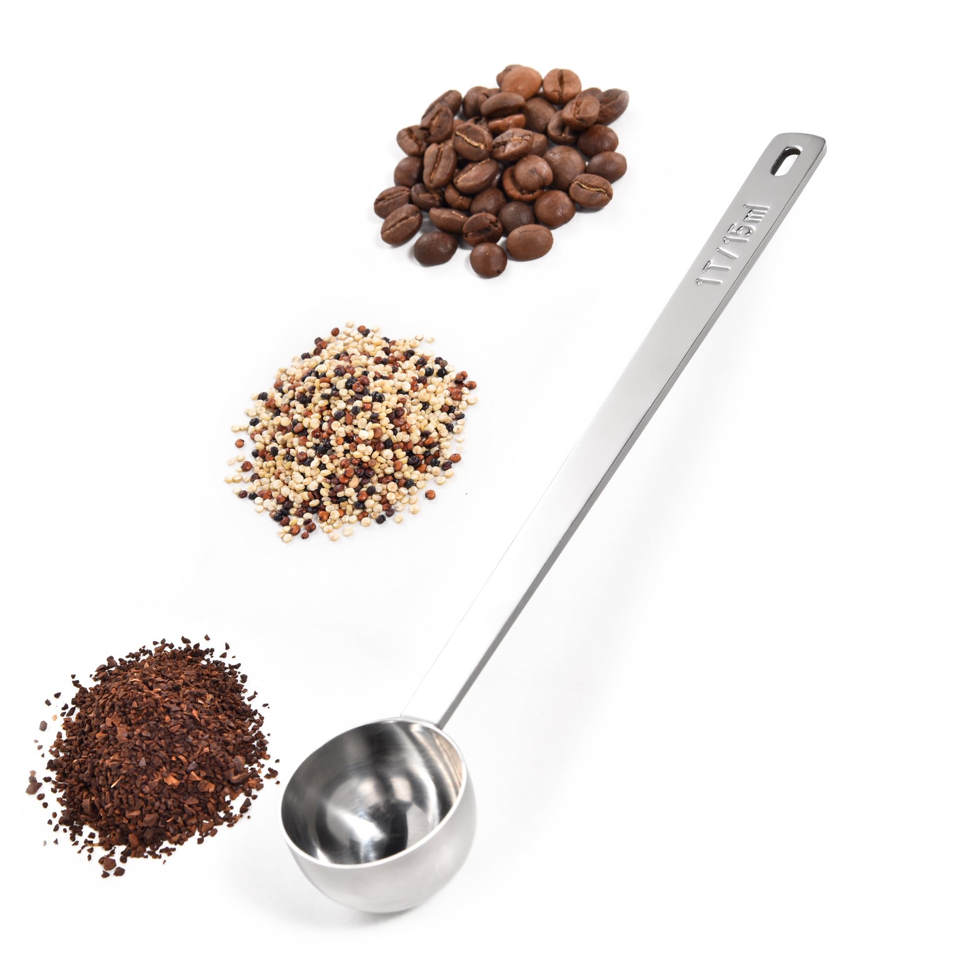 Photo 1 of 18/8 Stainless Steel Coffee Scoop, Doosu Food-Grade Metal Measuring Spoon with 6.9in Long Handle, Tablespoon Scooper for Coffee Beans, Ground Coffee, Espresso, Protein Powders, Tea, Sugar (1 Tbsp)
