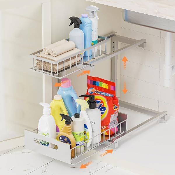 TOYEAR UNDER SINK ORGANIZER, HEAVY DUTY METAL PULL...
