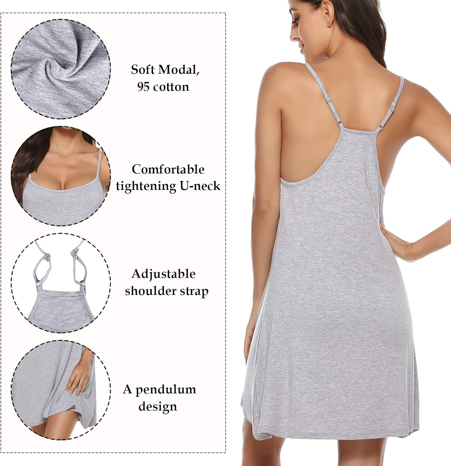 Aibrou Women's Sexy Cami Slip Nightgown Cotton Chemise Sleepwear Full Sleep Dress at  Women’s Clothing store