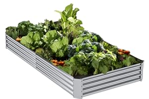 MISAGI Outdoor Raised Garden Bed,Large Metal Garden Bed Planter Box,Galvanized Raised Beds for Gardening,Silver(8×4×1ft)