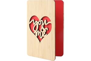 Della Stella Valentines Day Card,Wooden Anniversary Christmas Cards for Wife,Husband,Her,Girlfriend,Wooden Memorable Valentine's Gifts for Her,Him,You and Me