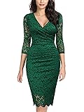 Miusol Women's Retro Deep-V Neck Ruffles Floral