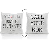 ZJSYXXU Call Your Mom Throw Pillow Covers 18x18 Inch, Funny College Dorm Decor Decorative Pillowcases Cushion Cover Decor for Couch Sofa Living Room, Graduation Gifts for Daughter Son
