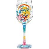 Enesco Designs by Lolita My Heart Leads Me to the Beach Life Artisan Hand-Painted Wine Glass, 15 Ounce, Multicolor
