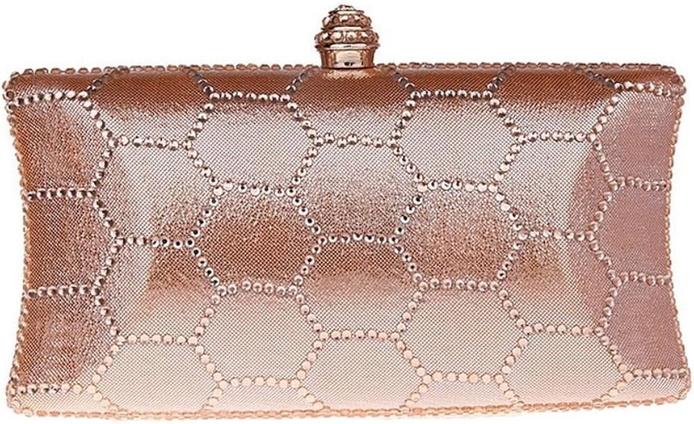 New Rhinestone Quilted Clutch Evening Bag Wedding PackageChampagne