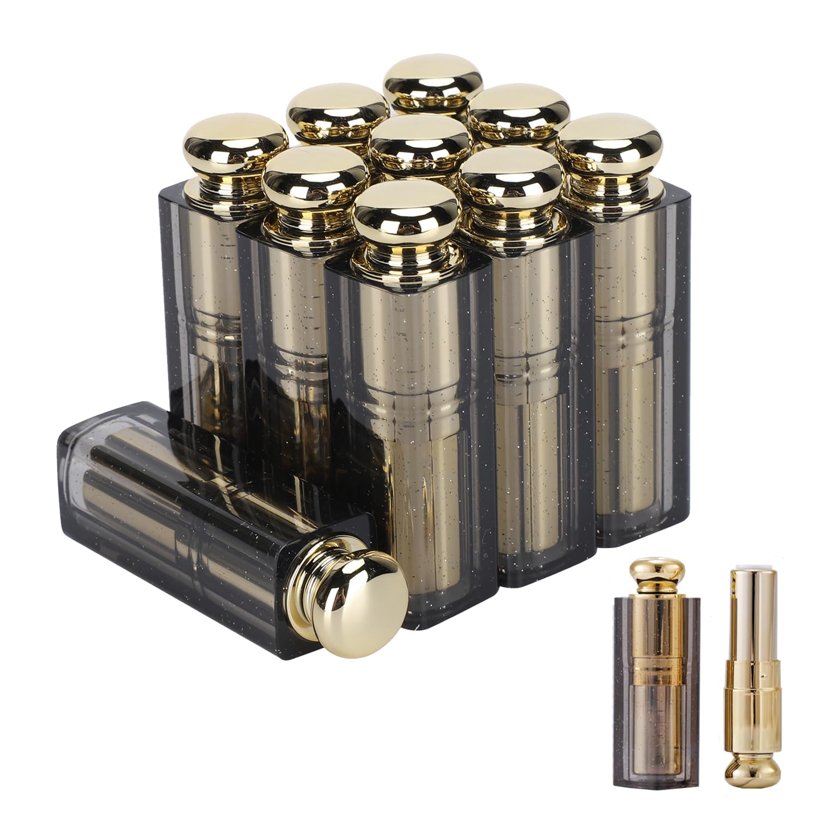 ANKROYU 10PCS Refillable Lipstick Tubes, Reusable Empty Containers for DIY Lip Balm and Homemade Makeup