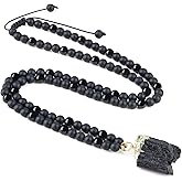 COAI Raw Tourmaline Pendant 108 Mala Beads Stone Beaded Necklace