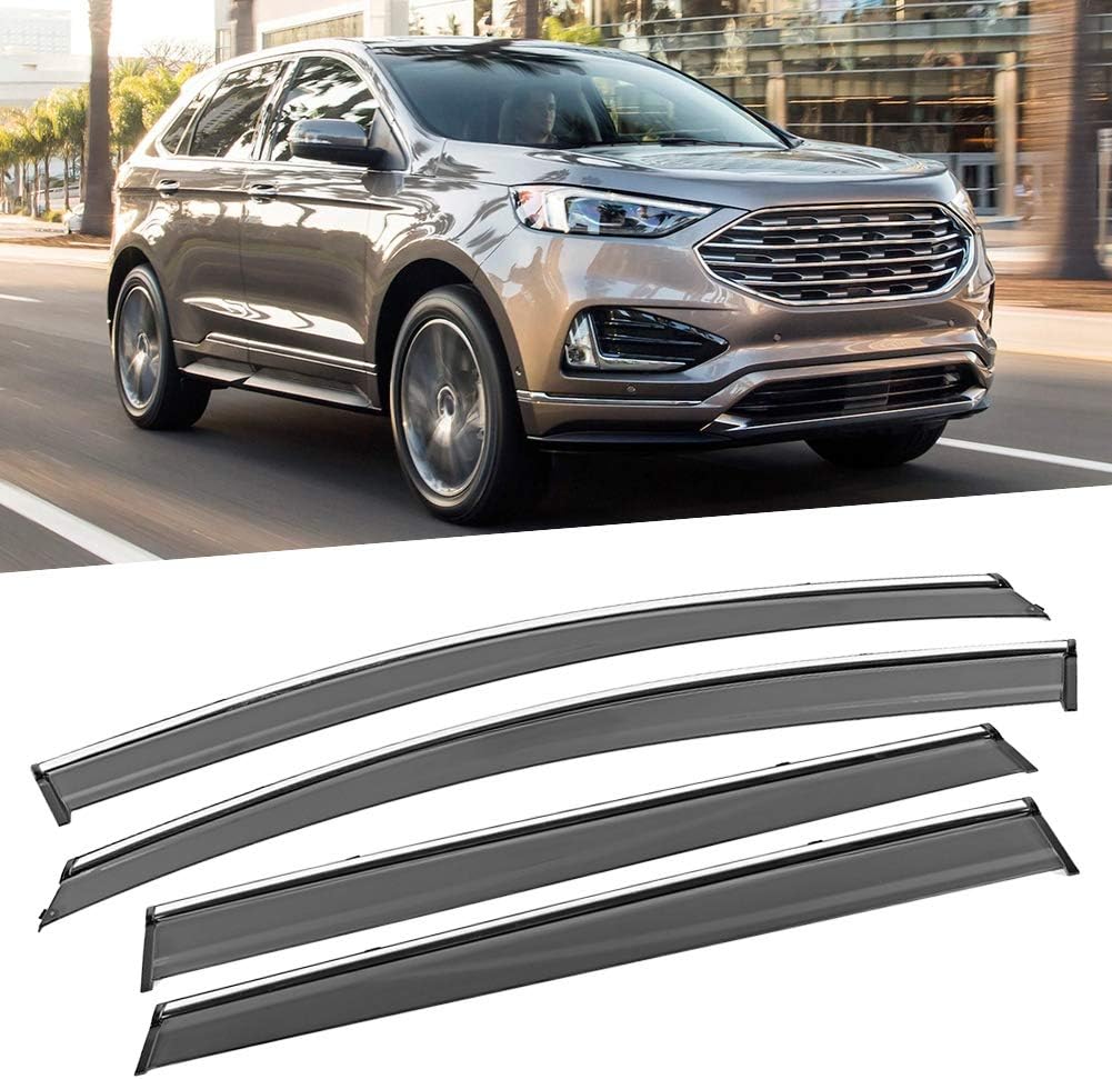 Suuonee Window Deflector 4Pcs Window Visor Vent Sun Shade Rain Guard