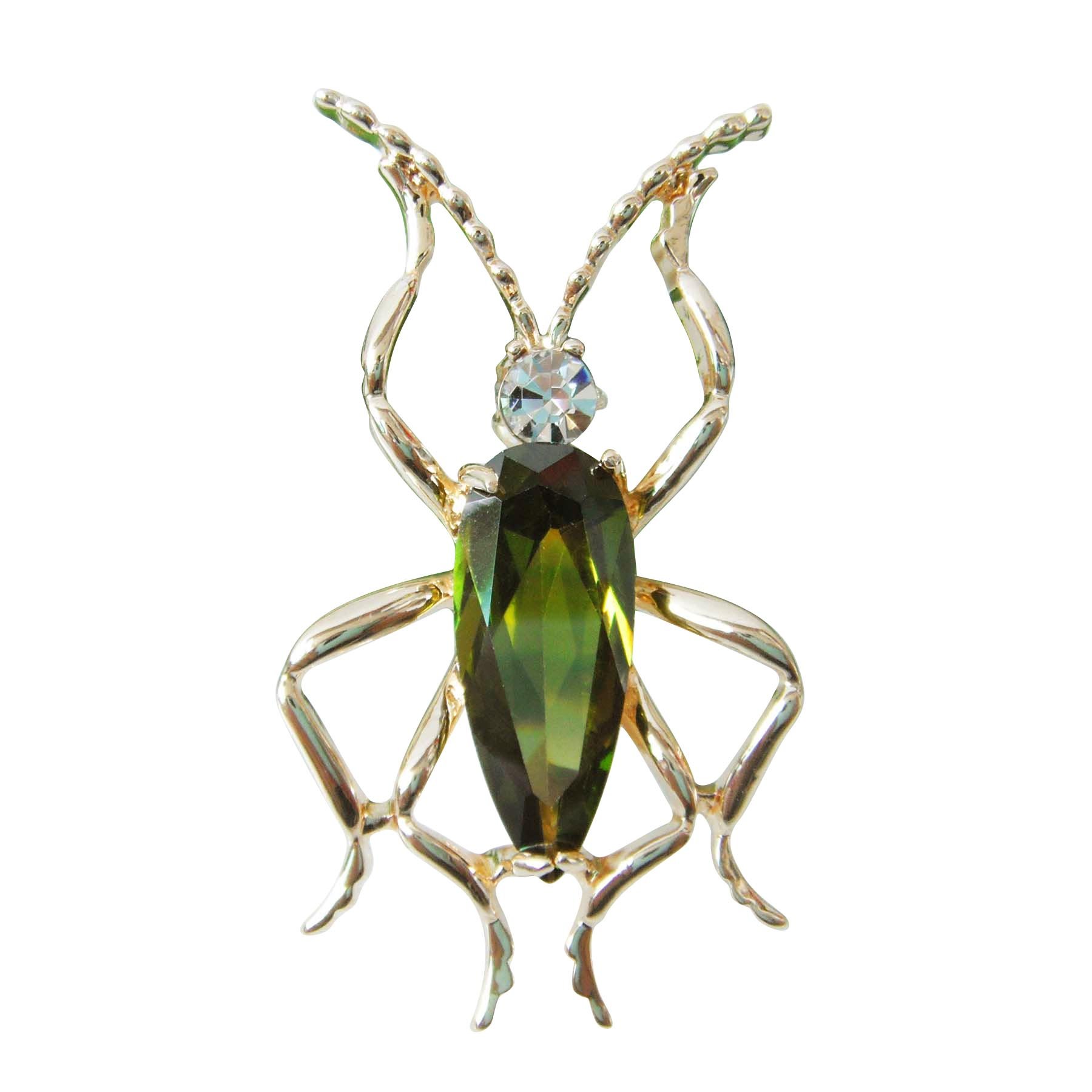 Navachi 18k Gold Plated Green Zircon Cubic Zirconia Crystal Bug Az7461b Brooch Pins