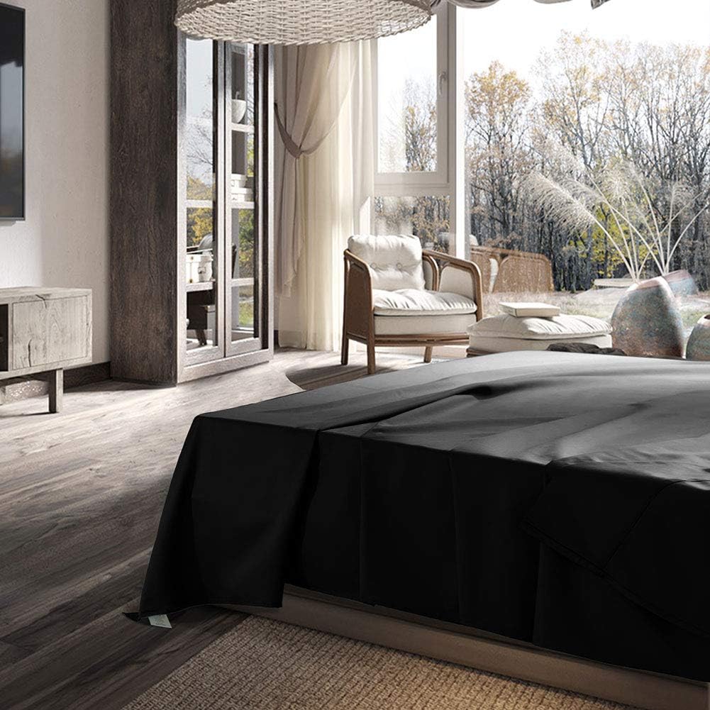 SONORO KATE 100% Pure Egyptian Cotton Sheets Sets,Cooling Bed Sheets 600 Thread Count Long Staple Cotton,Sateen Weave for Soft and Silky Feel, Fits Mattress 16'' Deep Pocket (Black, Full): Home & Kitchen