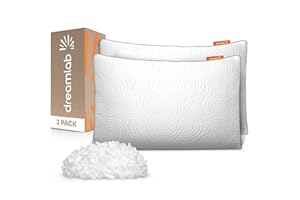 Dreamlab Almohadas Cloud Pillow 2 Pack |Funda de Bambú, Altura Ajustable, Memory Foam y Microfibras | Firmeza: Media | Hipoalergénica, Certificaciones | 2 Piezas Tamaño Estándar (45cm x 64cm)