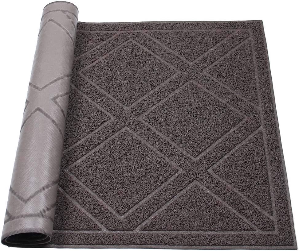 Darkyazi Large Indoor/Outdoor Doormat Rubber Shoes Scraper 23.6" x 35.4" Plaid Design Non Slip Heavy Duty Front Entrance Door Mat Rug, Outside Patio, Inside Entry Way, Catches Dirt Dust (Coffee)