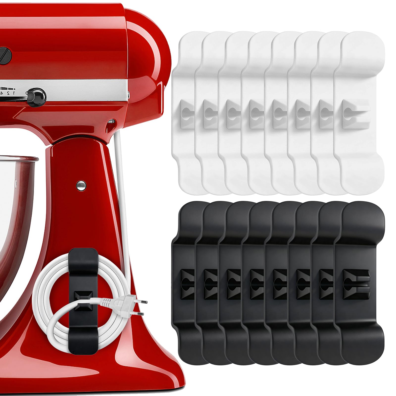 Photo 1 of 16PCS Upgraded Cord Organizer for Kitchen Appliances, Stick-On Cord Holder & Wrapper for Pressure Cooker, Air Fryer, Blender, Coffee Maker & More (8 Black + 8 White)