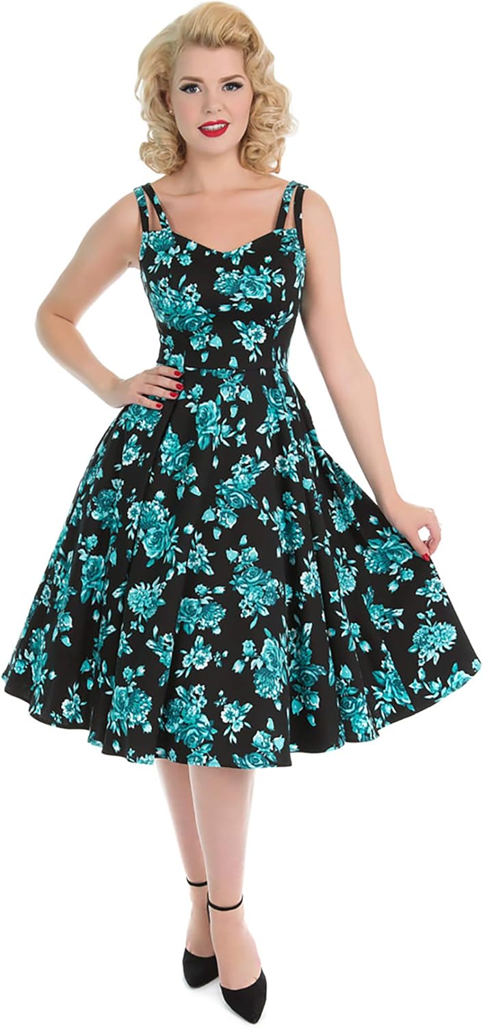 Hearts & Roses London Kleid Blue Rosaceae Swing Dress 9975 Amazon.de