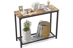 Ecoprsio Small Console Table Sofa Table with Mesh Shelves, 2 Tier Entryway Table Foyer Table for Entryway, Front Hall, Hallway, Sofa, Couch, Living Room, Bar, Kitchen, 32 Inch, Rustic Brown