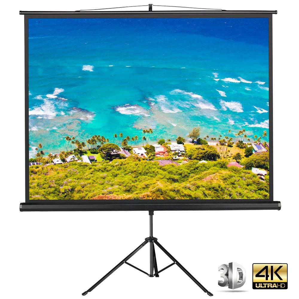 Yaheetech Portable Indoor Outdoor Projector Screen, 84 Inch Diagonal Projection HD 4:3 Projection Pull Up Foldable Stand Tripod，for Home Theater Cinema Party Office Presentation