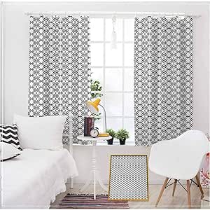 Black and White Cafe Curtains Grid Style Lines Monochrome ...