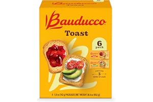 Bauducco Toast - Delicious, Light & Crispy Toasted Bread - Original & Whole Wheat - Ready-to-Eat Breakfast Toast & Sandwich Bread - No Artificial Flavors - 30 oz (Pack of 6)