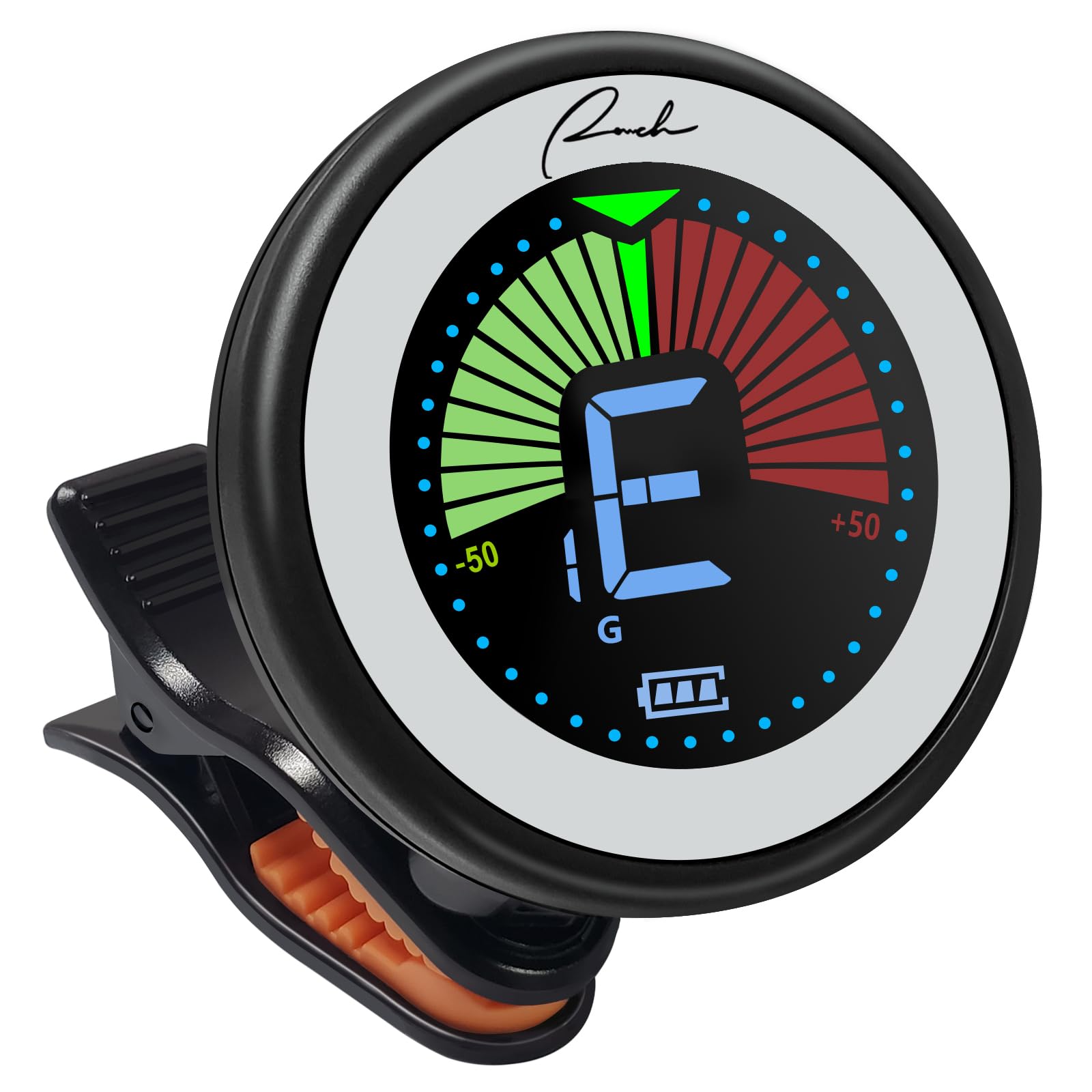 Ranch Rechargeable Guitar Tuner Clip On for Acoustic/Electric Guitar, Ukulele, Violin, Bass and Chromatic Tuning Modes - Black