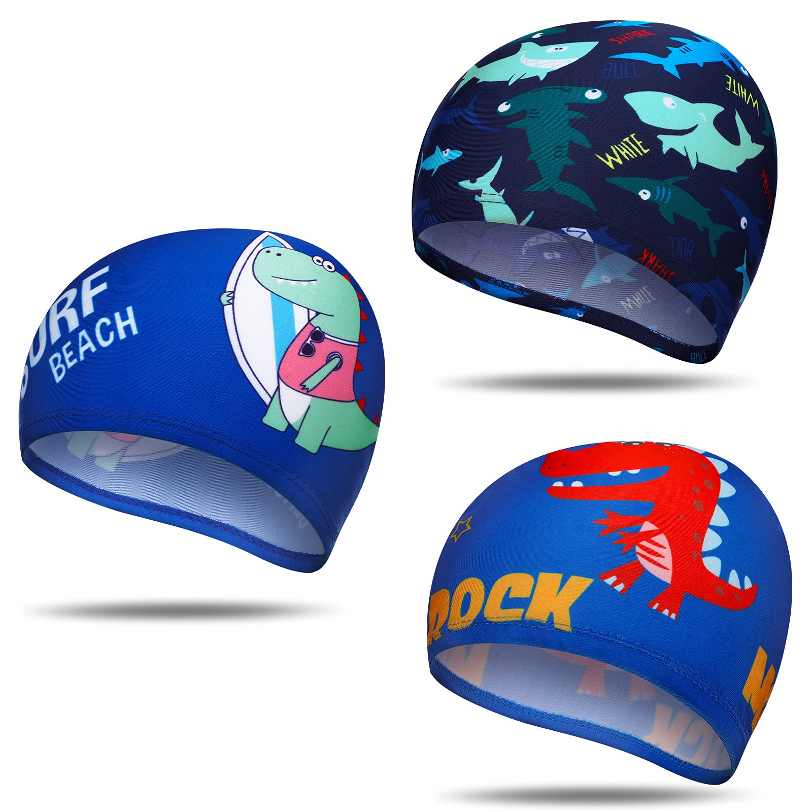 3 Pcs Kids Swimming Caps Swimming Hat for Boys Girls Waterproof Nylon Swim Caps Comfortable Bathing Caps for Child (Lovely Style)