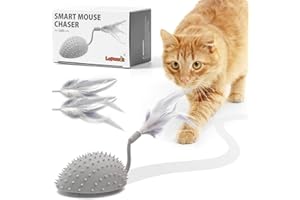 Lepawit Interactive Cat Toys for Indoor Cats, Automatic Moving Cat Mouse Cat Toys with Feather Tail, Cat Exercise Electric Toys, USB Rechargeable
