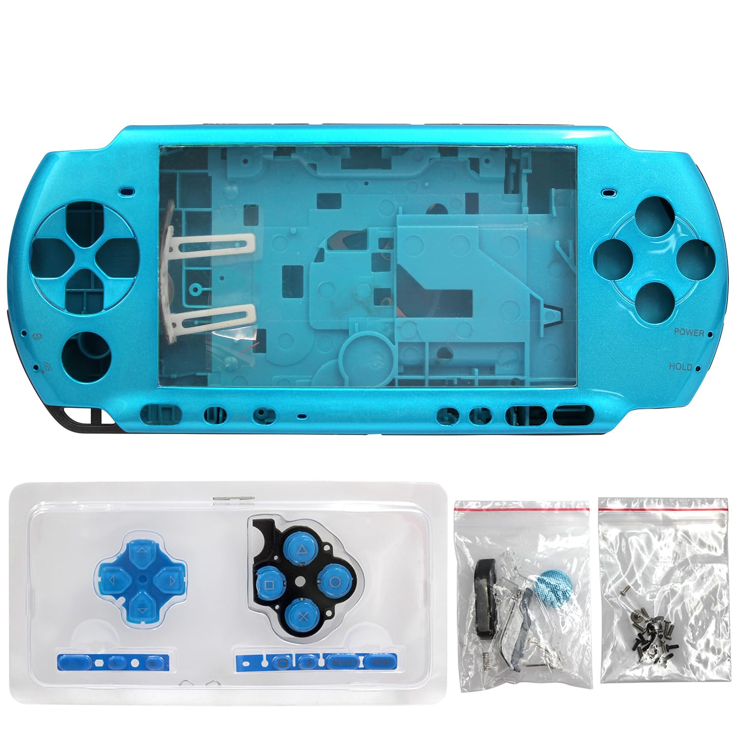 Photo 1 of OSTENT Full Housing Shell Faceplate Case Repair Replacement for Sony PSP 3000 Color Blue