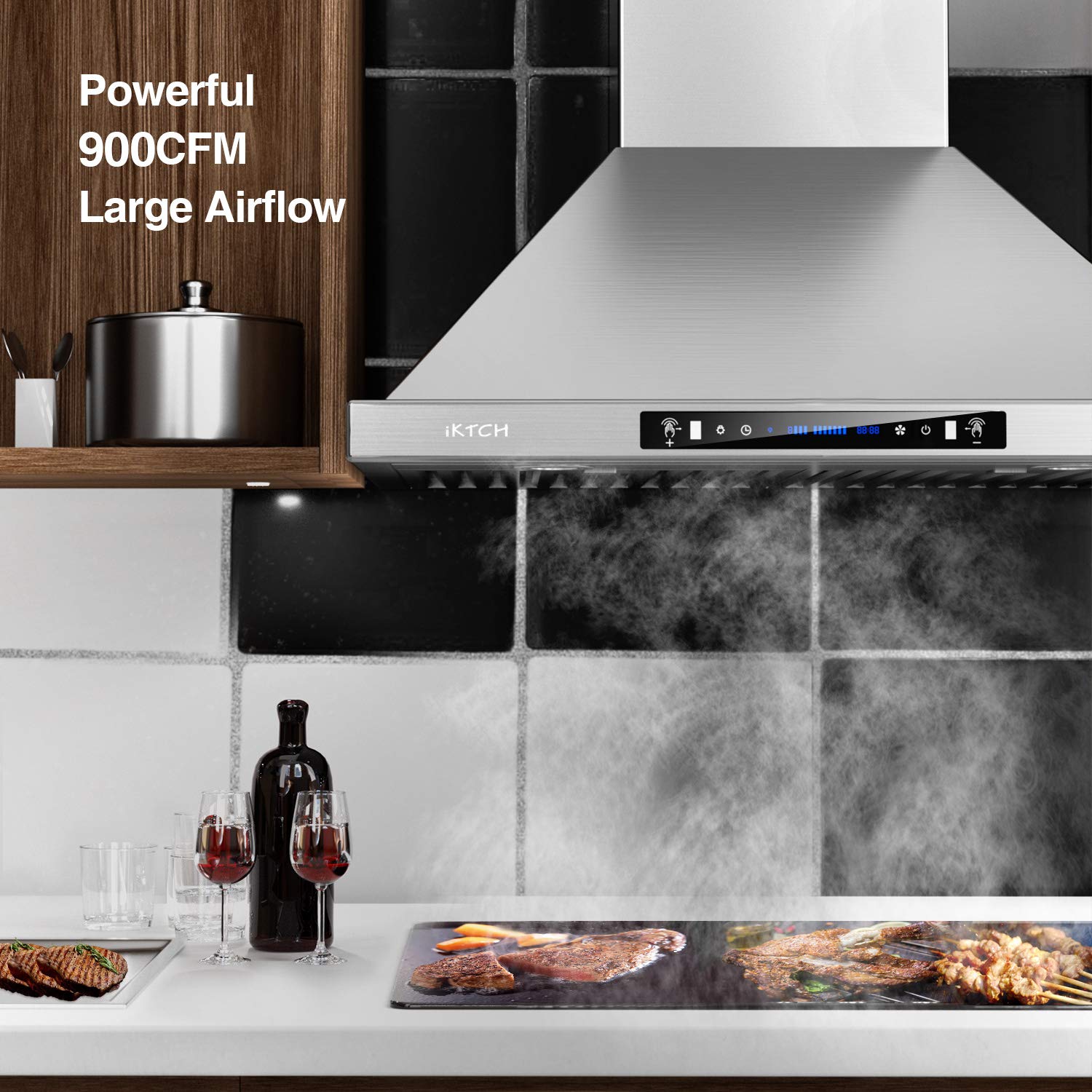 IKTCH Wall Mount Range Hood 36 inch Gesture Sensing & Touch Control