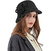 Ladies Wool Felt Bucket Hat Women Vintage Cloche Fedora Winter Church Bowler Hat with Bow