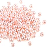 Mingtao 200Pcs Glass Pearl Beads Round Spacer Pearl Czech Tiny Satin Luster Loose Pearl Beads with Through Holes Handcrafted Assorted Colors Sizes for DIY Crafts Jewelry Making (Light Rose Pink, 4mm)
