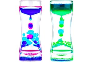 OCTTN Liquid Motion Bubbler Timer Sensory Toys for Relaxation, Water Timer Fidget Toy for All Age, Motion Bubble Toy Sensory Play for Office Home (Blue Pink & Blue Green, 2 Pack)
