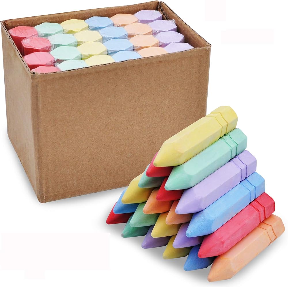Joyin 24 Pcs Cone Shaped Non-Toxic Washable Sidewalk Chalk Set