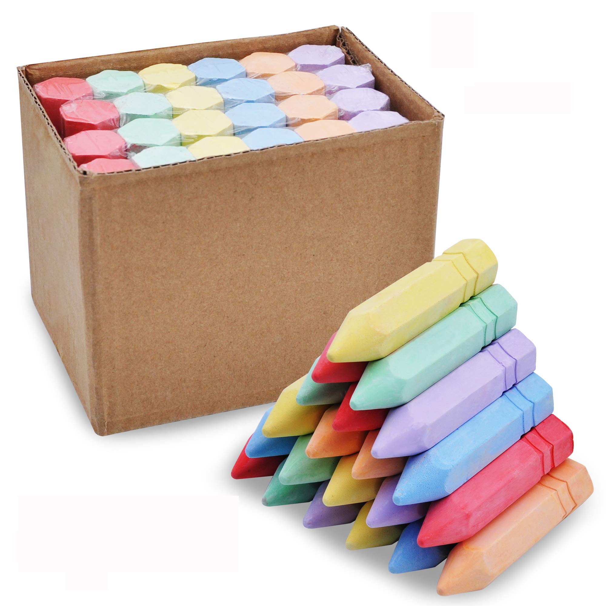 24 PCS Cone Shaped Non-Toxic Washable Sidewalk Jumbo Chalks Set for Art Play, Summer Outdoor Games and Chalkboard Drawing