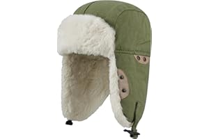 Clakllie Faux Fur Trapper Hat Warm Eskimo Hat Russian Trooper Hats Unisex Earflaps Hat with Chin Strap Winter Snow Cap